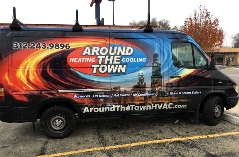 Chicago heating repair service van in Crestwood